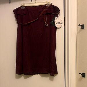 I.N. Studio Deep Red Midi Skirt